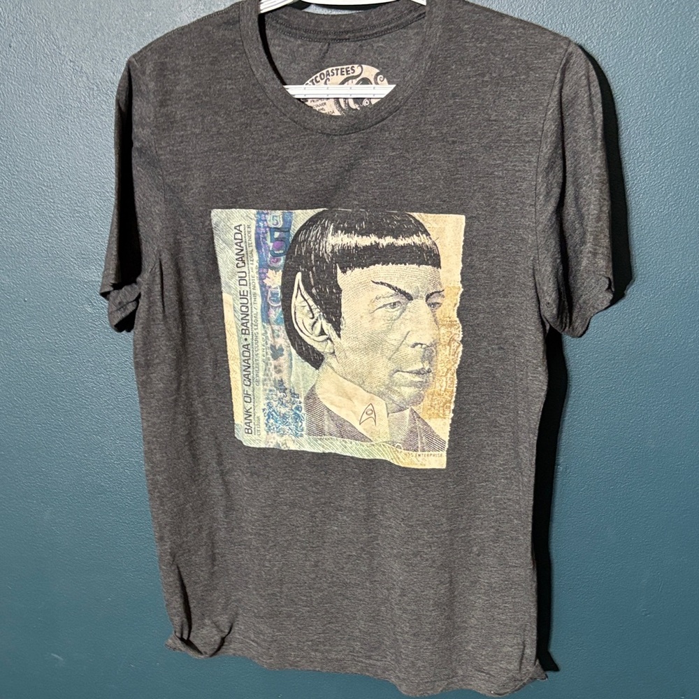 Westcoastees Spock 5 Dollar Bill Graphic Tee in Dark Gray